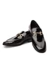 Buy_SHUTIQ_Black Embellished Baoli Horsebit Top Patent Leather Shoes _at_Aza_Fashions