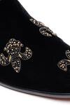 Shop Shutiq Black Beads Fleur De Lis Embellished Velvet Loafers Online at Aza Fashions Shop_Shutiq_Black Beads Fleur De Lis Embellished Velvet Loafers _Online_at_Aza_Fashions