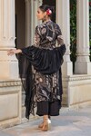 Shop_BAIRAAS_Black Anarkali And Dupatta Chinon Printed Floral Mandarin Vine Palazzo Set_at_Aza_Fashions