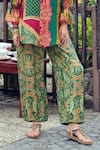 Label Varsha_Green Viscose Woven Muslin Printed Floral V Neck Shirt And Pant Set _Online_at_Aza_Fashions