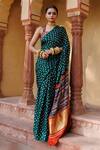 Buy_Geroo Jaipur_Green Modal, Silk Zari Gharchola Work Saree With Unstitched Blouse Piece_at_Aza_Fashions