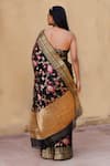 Shop_Geroo Jaipur_Black Kota Silk Woven Zari Floral Pattern Saree With Unstitched Blouse Piece _at_Aza_Fashions