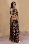 Geroo Jaipur_Black Kota Silk Woven Zari Floral Pattern Saree With Unstitched Blouse Piece _Online_at_Aza_Fashions