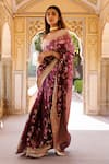 Buy_Geroo Jaipur_Wine Kota Silk Woven Zari Jaal Pattern Ombre Saree With Unstitched Blouse Piece _Online_at_Aza_Fashions