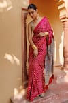 Buy_Geroo Jaipur_Magenta Gajji Silk Hand Block Print Pure Saree With Unstitched Blouse Piece _Online_at_Aza_Fashions