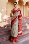 Buy_Geroo Jaipur_Red Gajji Silk Hand Zari Gharchola Pallu Saree With Unstitched Blouse Piece _at_Aza_Fashions