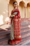 Buy_Geroo Jaipur_Red Gajji Silk Hand Zari Gharchola Pallu Saree With Unstitched Blouse Piece _Online_at_Aza_Fashions