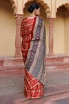 Shop_Geroo Jaipur_Red Gajji Silk Woven Gharchola Pattern Saree With Unstitched Blouse Piece _at_Aza_Fashions