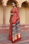 Buy_Geroo Jaipur_Red Gajji Silk Woven Gharchola Pattern Saree With Unstitched Blouse Piece _Online_at_Aza_Fashions