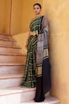 Buy_Geroo Jaipur_Green Gajji Silk Woven Bandhani Gharchola Saree With Unstitched Blouse Piece_Online_at_Aza_Fashions