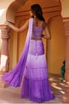 Shop_Geroo Jaipur_Purple Saree Chiffon Embroidered Floral Square Layered Pre-draped With Blouse_at_Aza_Fashions