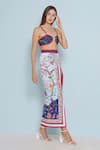 Buy_Limerick by Abirr N' Nanki_Blue 82% Polyester Printed Floral Kyle Slit Skirt  _Online_at_Aza_Fashions