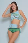 Limerick by Abirr N' Nanki_Blue 82% Polyester Printed Forest Round Lin Bikini Set  _Online_at_Aza_Fashions