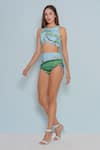 Buy_Limerick by Abirr N' Nanki_Blue 82% Polyester Printed Forest Round Lin Bikini Set  _Online_at_Aza_Fashions