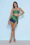 Buy_Limerick by Abirr N' Nanki_Blue 82% Polyester Printed Forest Halter Marleen Bikini Skirt Set  _at_Aza_Fashions