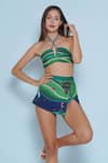 Shop_Limerick by Abirr N' Nanki_Blue 82% Polyester Printed Forest Halter Marleen Bikini Skirt Set  _Online_at_Aza_Fashions