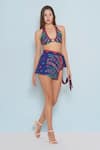 Buy_Limerick by Abirr N' Nanki_Blue 82% Polyester Printed Floral Ofir Cp Vine Bikini Skirt Set  _at_Aza_Fashions