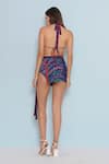 Shop_Limerick by Abirr N' Nanki_Blue 82% Polyester Printed Floral Ofir Cp Vine Bikini Skirt Set  _at_Aza_Fashions