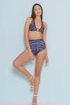 Buy_Limerick by Abirr N' Nanki_Blue 82% Polyester Printed Floral Ofir Cp Vine Bikini Skirt Set  _Online_at_Aza_Fashions