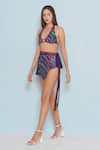 Shop_Limerick by Abirr N' Nanki_Blue 82% Polyester Printed Floral Ofir Cp Vine Bikini Skirt Set  _Online_at_Aza_Fashions