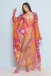Buy_Limerick By Abirr N' Nanki_Pink Pixie Mosaic Print Cape _at_Aza_Fashions