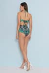 Shop_Limerick by Abirr N' Nanki_Green 82% Polyester Printed Bird Halter Neck Posey Garden Monokini  _at_Aza_Fashions