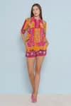 Limerick By Abirr N' Nanki_Pink Crepe Printed Mosaic Quinn Shorts _Online_at_Aza_Fashions