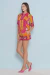 Shop_Limerick By Abirr N' Nanki_Pink Crepe Printed Mosaic Quinn Shorts _Online_at_Aza_Fashions