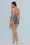 Shop_Limerick by Abirr N' Nanki_Blue 82% Polyester Floral Sweetheart Abel Pattern Bikini Skirt Set  _at_Aza_Fashions