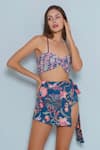 Limerick by Abirr N' Nanki_Blue 82% Polyester Floral Sweetheart Abel Pattern Bikini Skirt Set  _Online_at_Aza_Fashions