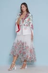 Limerick by Abirr N' Nanki_White Scallop Textured Satin Printed Floral Notched Ace Chintz Jacket  _Online_at_Aza_Fashions