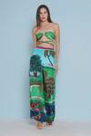 Shop_Limerick By Abirr N' Nanki_Green Crepe Sweetheart Neck Botanical Printed Bustier _at_Aza_Fashions