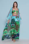 Shop_Limerick By Abirr N' Nanki_Blue Crepe Printed Botanical Daze Flared Pant  _at_Aza_Fashions