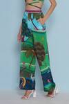 Limerick By Abirr N' Nanki_Blue Crepe Printed Botanical Daze Flared Pant  _Online_at_Aza_Fashions