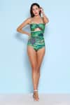 Buy_Limerick by Abirr N' Nanki_Green 82% Polyester Printed Garden Halter Neck Dune Monokini  _at_Aza_Fashions