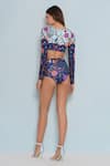 Shop_Limerick by Abirr N' Nanki_Blue 82% Polyester Print Chintz Fleur Boat Neck Sim Bikini Set  _at_Aza_Fashions