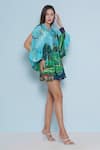 Shop_Limerick By Abirr N' Nanki_Green Crepe Print Tropical Fantasy Vila Shorts _Online_at_Aza_Fashions