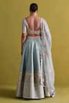 Shop_Aarti Sethia Studio_Blue Organza Embroidery Gota Patti Sweetheart Neck Fleur Bridal Lehenga Set _at_Aza_Fashions