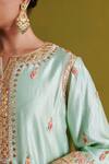 Shop_Aarti Sethia Studio_Green Kora Silk Embroidery Ambrosia Fleur Gota Kurti Palazzo Set 
