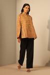 Buy_Dusala_Yellow Anibha Wool Silk Woven Cape _at_Aza_Fashions