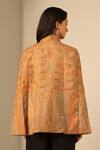 Shop_Dusala_Yellow Anibha Wool Silk Woven Cape _at_Aza_Fashions
