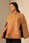 Shop_Dusala_Yellow Anibha Wool Silk Woven Cape _Online_at_Aza_Fashions