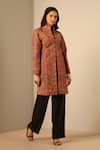 Buy_DUSALA_Multi Color Fine Wool Silk Woven Persian Mandarin Collar Anvi Pattern Jacket _Online_at_Aza_Fashions