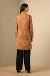 Shop_Dusala_Yellow Wool, Silk Mandarin Collar Myra Woven Floral Persian Jacket _at_Aza_Fashions