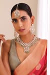 Buy_Swabhimann_Green Beads, Stones Paisley Moissani Polki Studded Necklace Set _at_Aza_Fashions