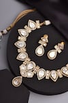 Swabhimann_Gold Plated Crystals, Diamonds Geometric Moissani Polki Studded Necklace Set _Online_at_Aza_Fashions