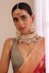 Buy Swabhimann Multi Color Stones, Beads, Metallic Thread Floral Vine Polki Studded Choker Set at Aza Fashions Buy_Swabhimann_Multi Color Stones, Beads, Metallic Thread Floral Vine Polki Studded Choker Set _at_Aza_Fashions