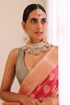 Shop Swabhimann Multi Color Stones, Beads, Metallic Thread Floral Vine Polki Studded Choker Set at Aza Fashions Shop_Swabhimann_Multi Color Stones, Beads, Metallic Thread Floral Vine Polki Studded Choker Set _at_Aza_Fashions