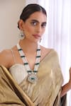 Buy_SWABHIMANN_Green Victorian Polki Floral Swirl Stone Studded Necklace Set _at_Aza_Fashions