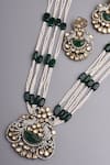 SWABHIMANN_Green Victorian Polki Floral Swirl Stone Studded Necklace Set _Online_at_Aza_Fashions